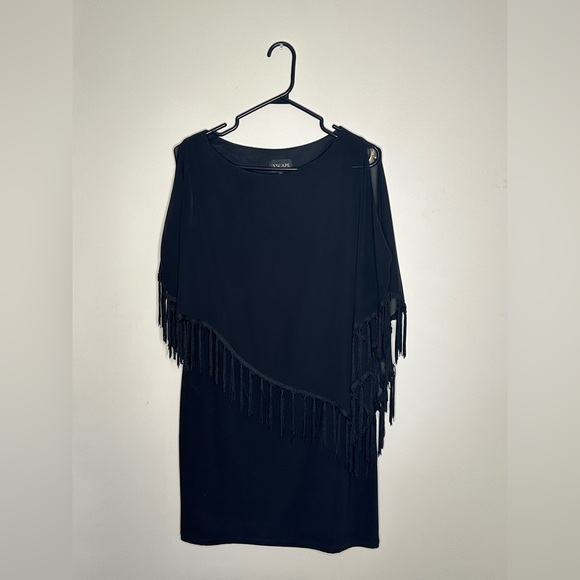 13. XScape Size 6 little black dress with fringe details - Picture 1 of 2